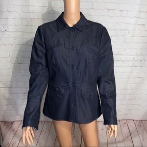Jared Ross dark jean denim stretchy jacket size 12